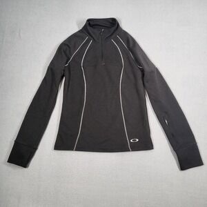 Oakley Womens Half Zip Pullover Running Top Sweatshirt Black Small